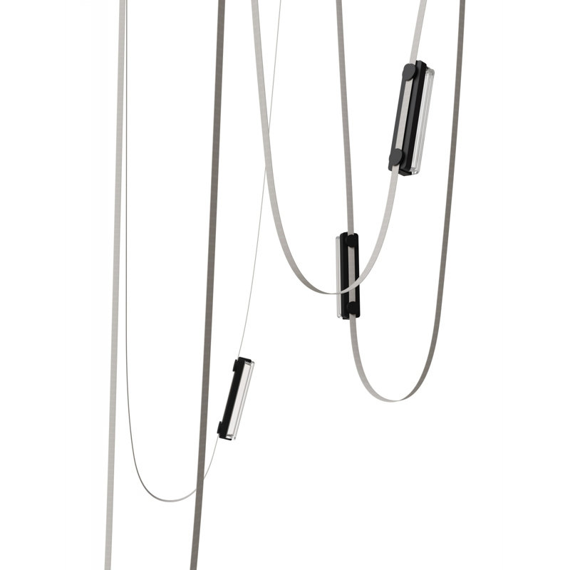  Fremont ​belt 7-light 826"l Pendant In Ivory/clear Ribbed Glass Bars, 5 Lights, Ivory, 551" H