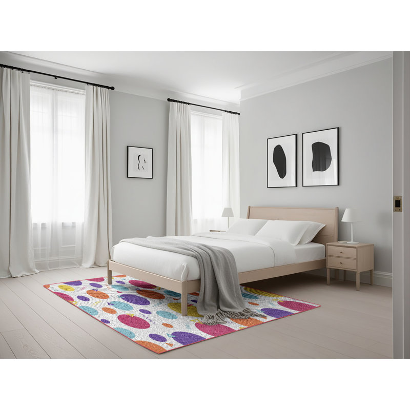 Tapis motif rose/vert/jaune, Rectangle 5 pi x 7 pi