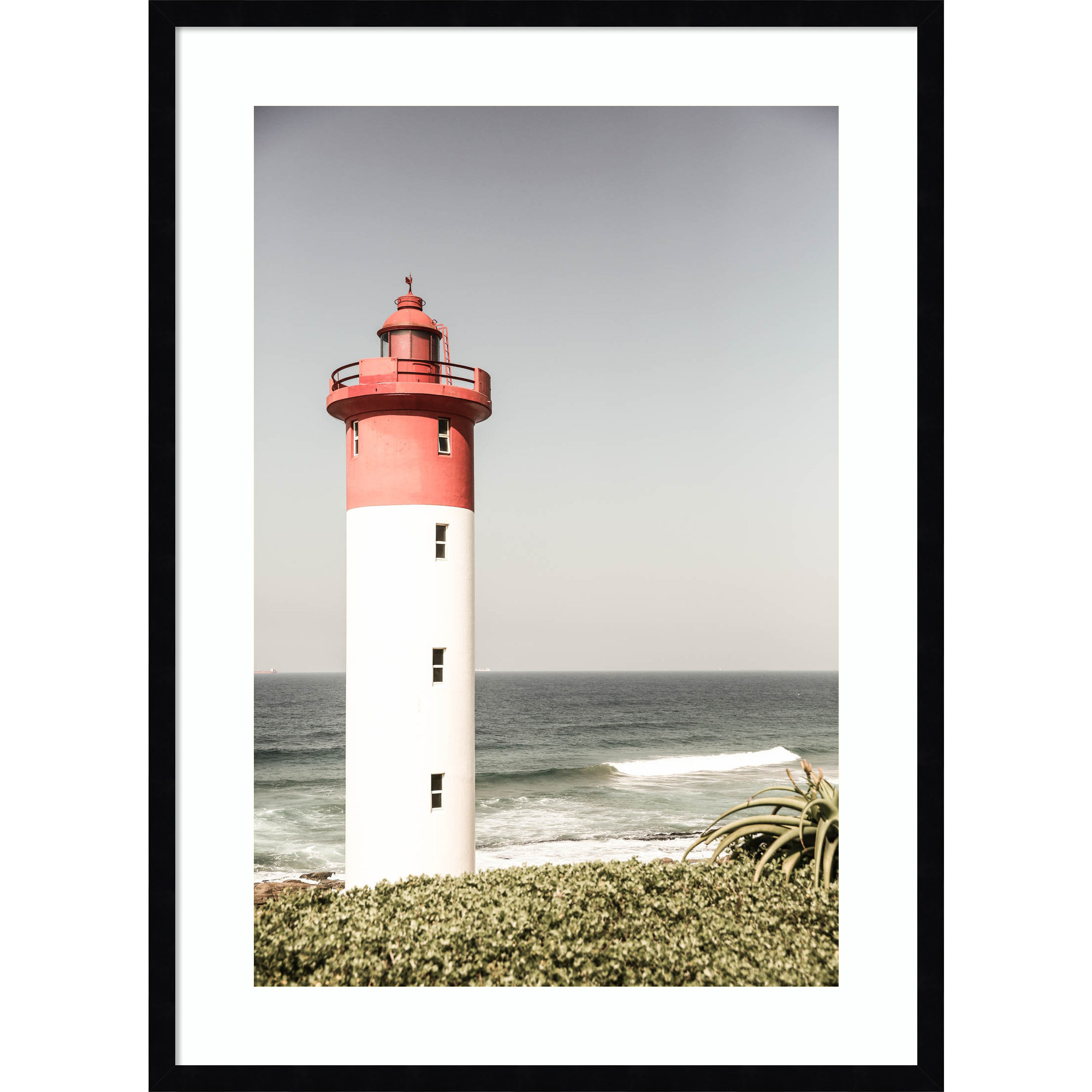 Oyster Box Lighthouse by Shot by Clint Wood Framed Wall Art Print, 33" H x 24" W, Black