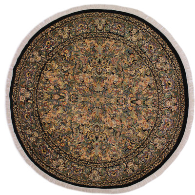 Tapis beige / vert en laine noué à la main 8 pi 10 po x 9 pi Roca Oriental