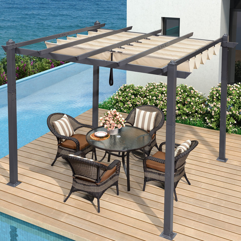 3m x 3m Aluminium Pergola, Khaki