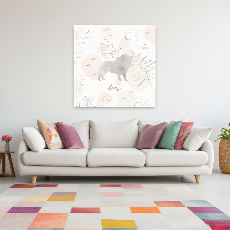 Art contemporain abstrait lion, 48" H x 48" W