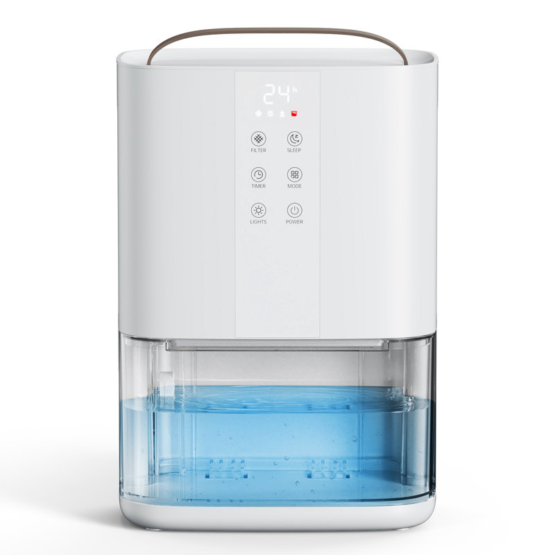 Kloudic 90 oz (2800ml) Table Top Dehumidifier for Rooms, Basements, Up to 2000 sq.ft (2h), 2X Efficient Dehumidification, Auto Defrost, Washable Filter, Auto Shut Off, Quiet Sleep Mode & Timer, White