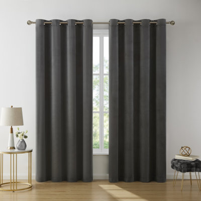 Pleze Velvet Semi Sheer Curtain Pair