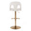 Tabouret de bar réglable en métal doré et tissu avec repose-pieds arrondi en T - ensemble de 2-1895417761