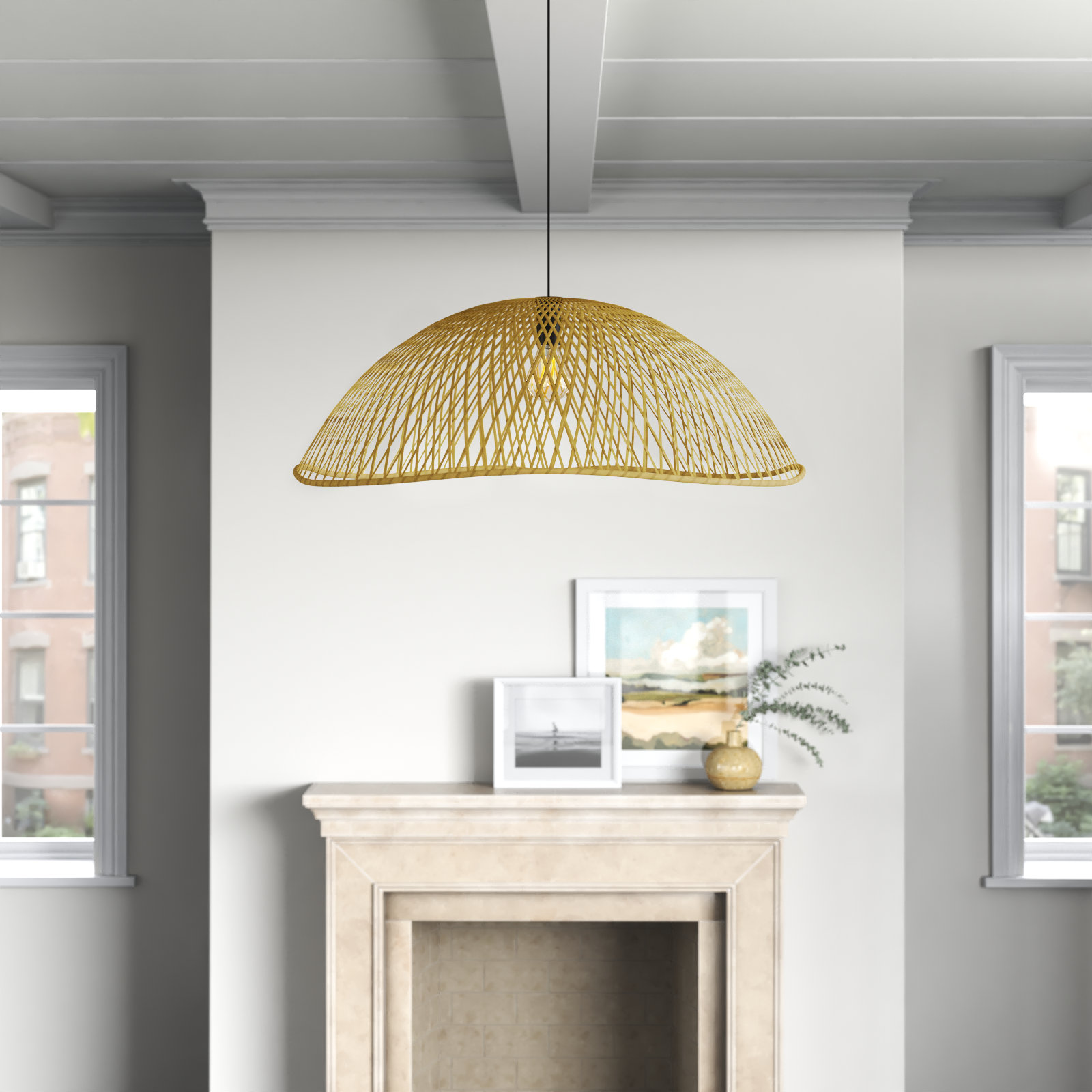 Ashford Single Light Wood Dimmable Pendant