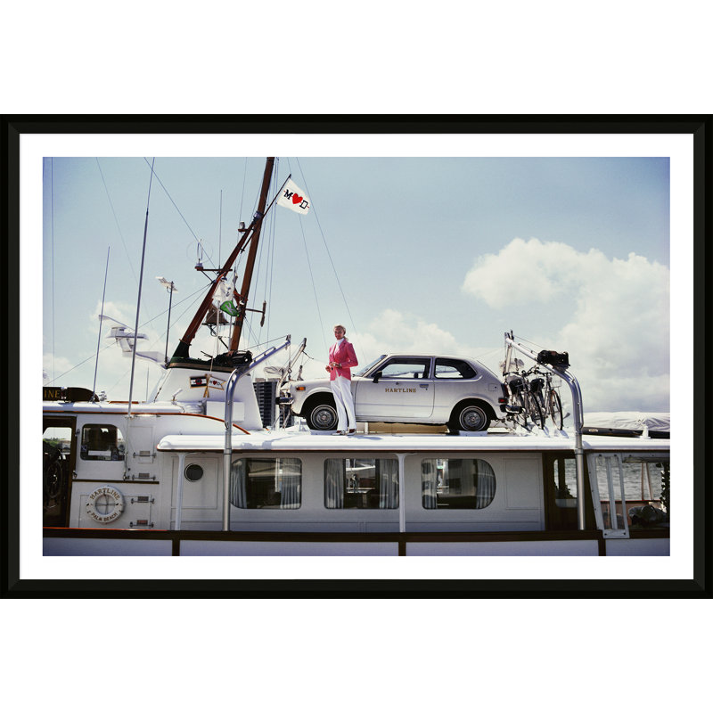 No Transport Problem Print by Slim Aarons, 27" H x 37" W x 1.75" D, Black Framed Paper
