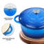 Cocotte en fonte émaillée antiadhésive de 6 pintes avec couvercle et deux poignées pour la cuisson, le rôtissage, la cuisson et la cuisson - bleu foncé-123151817