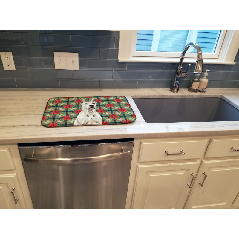Tapis de vaisselle Dogo Argentino Christmas PoinsettIas