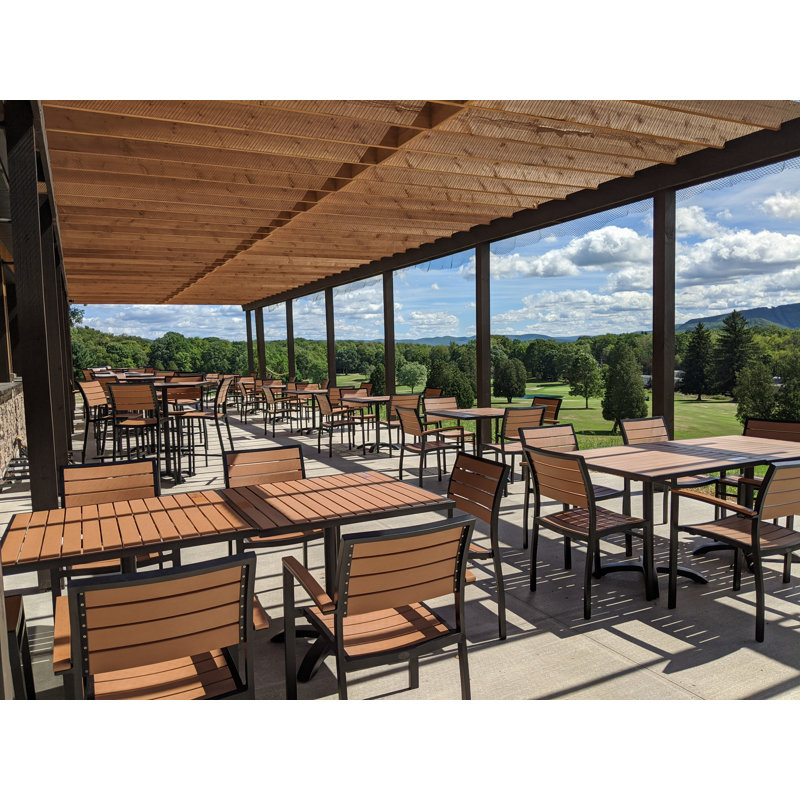 Largo Stacking Teak Restaurant Patio Dining Chair, Black