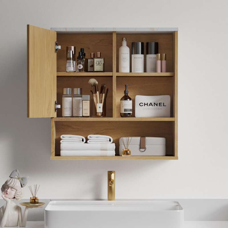 Bathroom Cabinet Wall Mounted Fluted, Wood