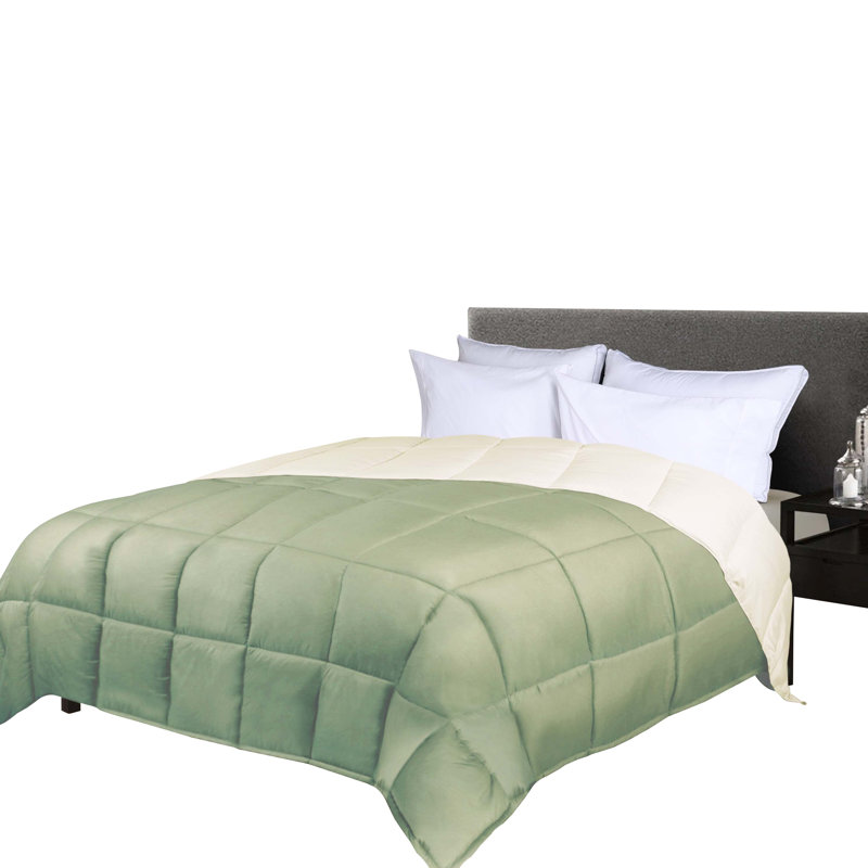 Insert de couette en duvet synthétique réversible Blue Nile Mills, Édredon double, Ivoire / Sauge