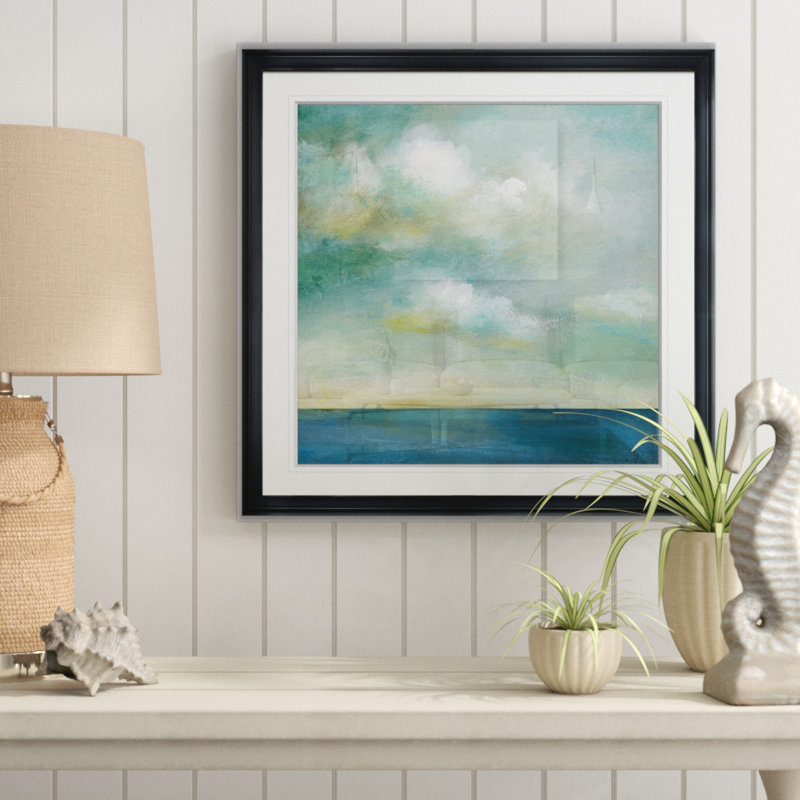 " Cloudscape I " Painting Print, 23" H x 23" W x 1.5" D, Black Framed
