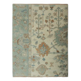 Rug & Kilim’S Persian Style Oushak Rug In Blue And Cream With Floral Patterns