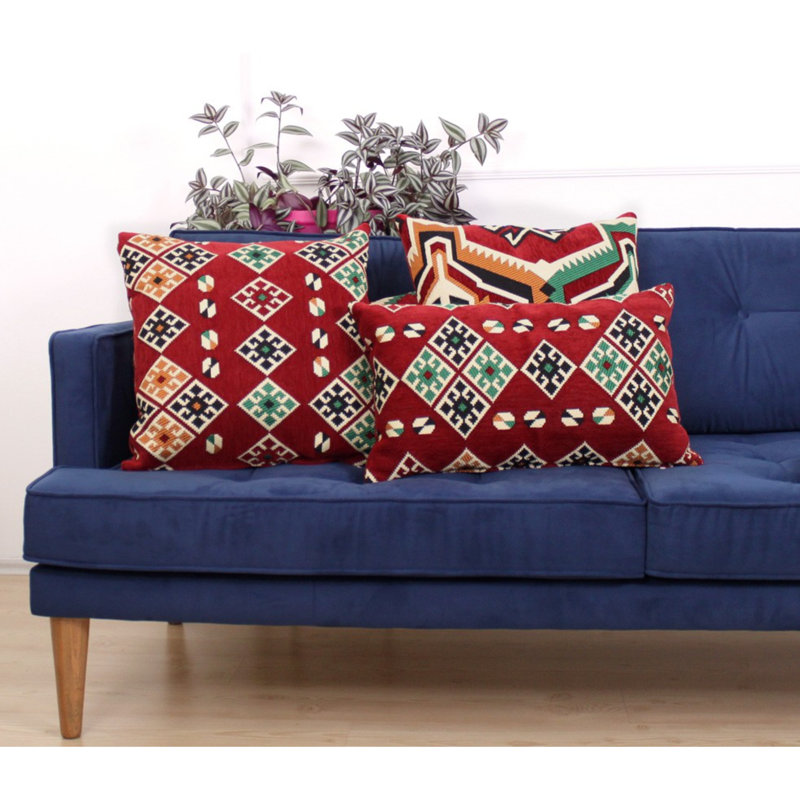 Premium Red Cushion, 22.8 x 13.0 inches | 50% Cotton / 50% Polyester, 100% Fiber Filling | Laminated & Felted Backside for Ultimate Comfort | Ideal for Home Decor & Relaxation