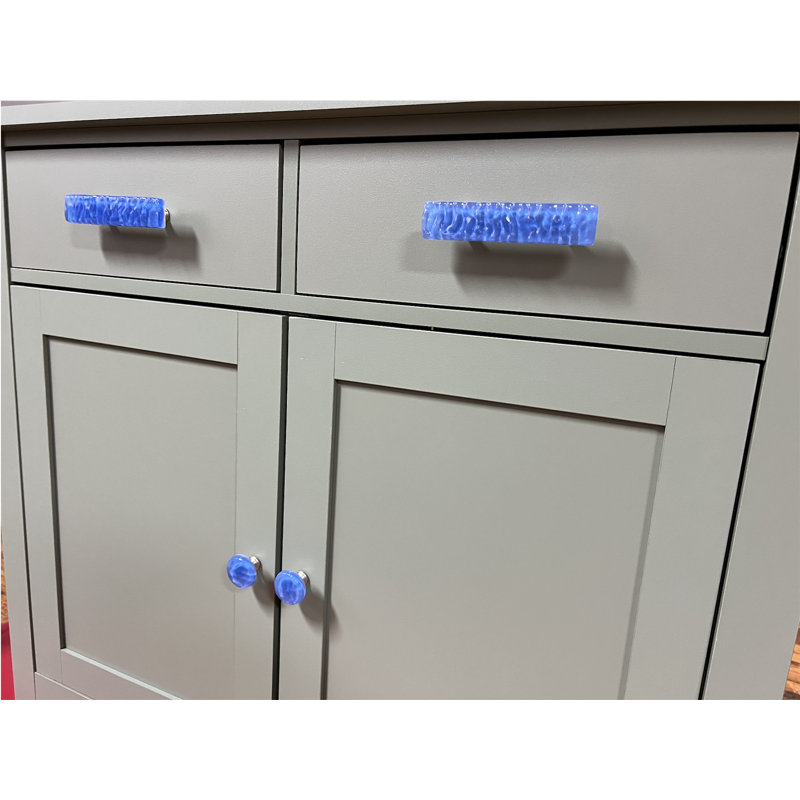 Glacier Rectangular Knob, Deep Cobalt Blue/Satin Nickel