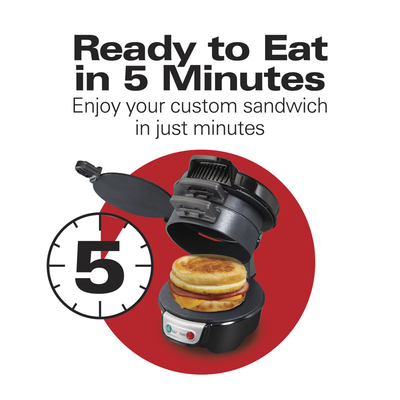 Hamilton Beach Breakfast Sandwich Maker with Egg Cooker Ring, Black