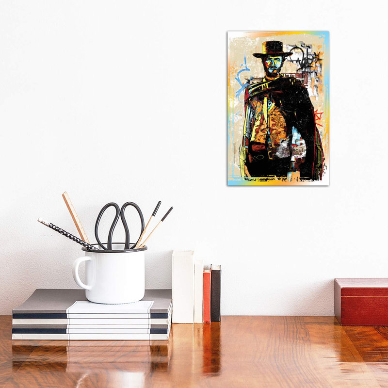 Clint Eastwood Graffiti Cowboy - Wrapped Canvas Print, 20.32 cm H x 30.48 cm W