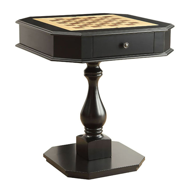Table de jeu noire avec 2 tiroirs