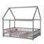 Lit en bois gris pour lit double avec structure de toit, garde-corps de sécurité, lit en bois d'hévéa pour enfants, aucun sommier, lit pour tout-petit, lit pour enfant