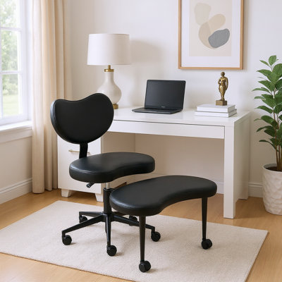 Chaise de méditation Plus, chaise de bureau à pieds croisés avec roues et support lombaire, tabouret réglable Fidget - Teddy
