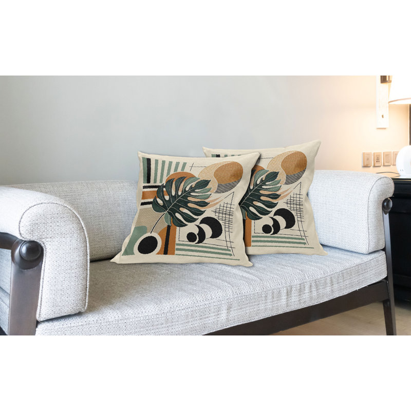 Ensemble de 2 housses de coussin Ambesonne Monstera sépia Evergreen, H 16 po x l 36 po, Rectangle
