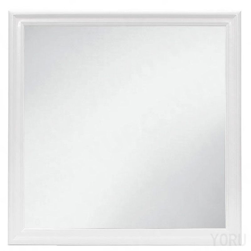 Miroir blanc, H 38,19 po x l 38,19 po, Mdf, Carrée