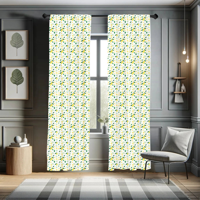 Lemon Semi-Sheer Rod Pocket Sliding Panel, 28" x 95"