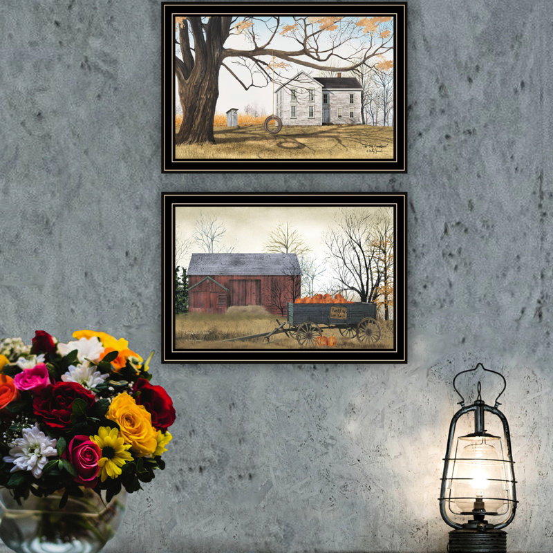 2 art mural: décoration encadrée noire de salon et de chambre à coucher avec wagon de citrouille envoûtante par ornement image distincte