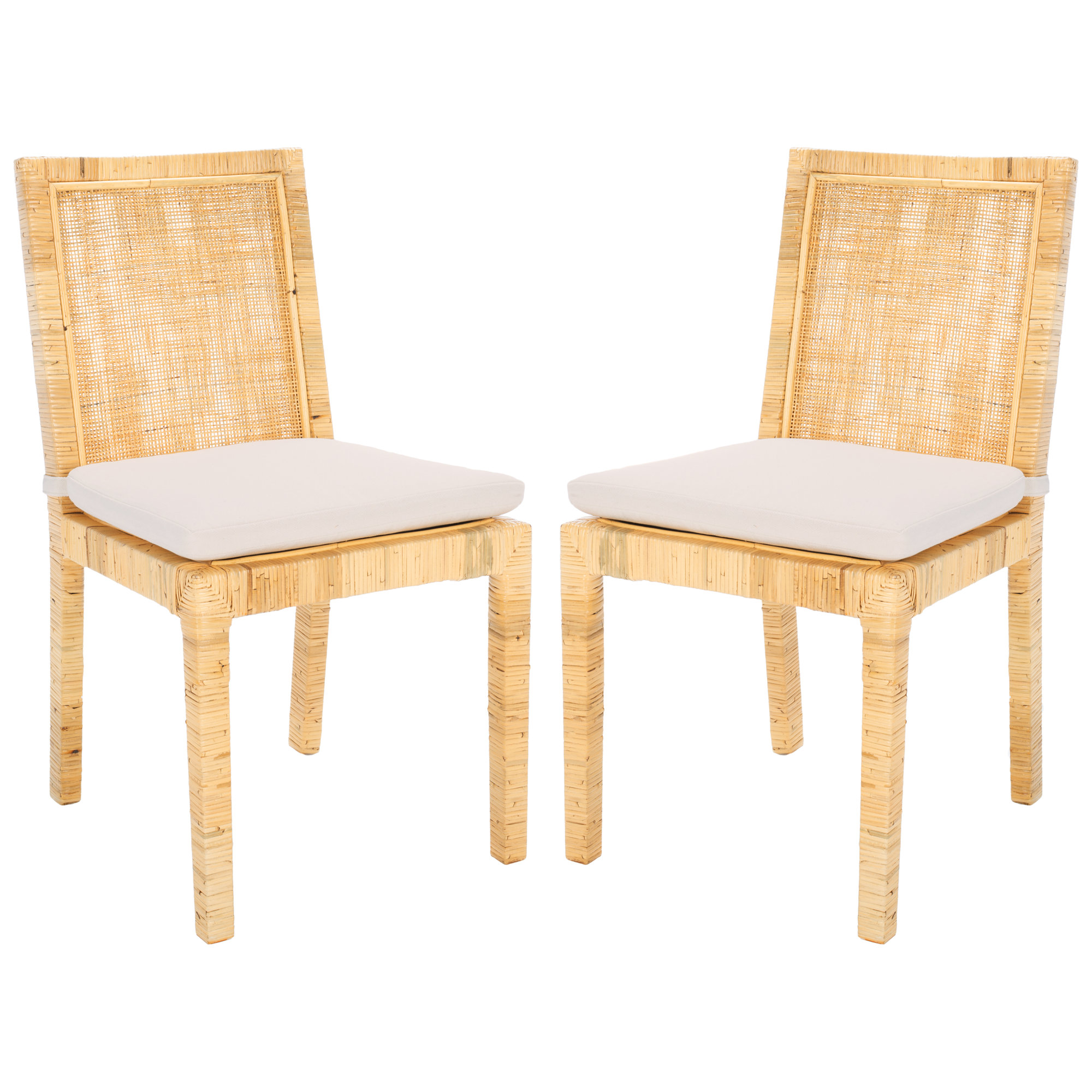 Elaina Woven Side Chair, Natural, White