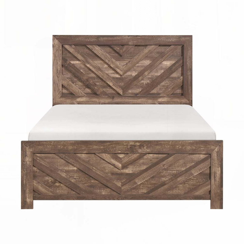 Lit plateforme en bois, Brun rustique, Grand lit
