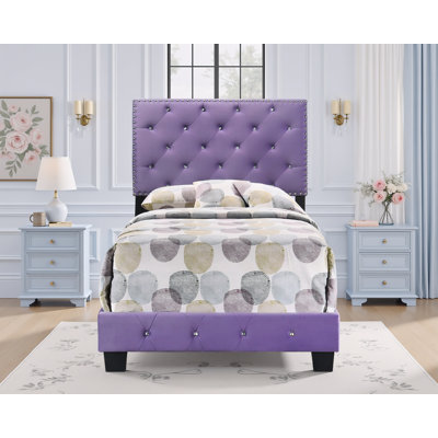 Lit simple en velours mauve Modena