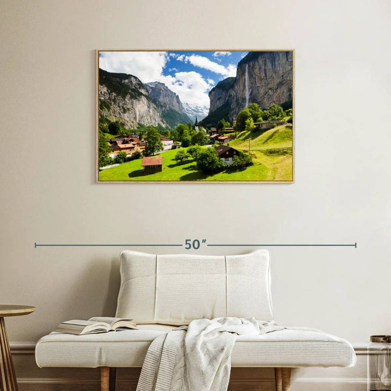 Scénique Lauterbrunnen, Cadre flottant en bois naturel, 37 po x 25 po