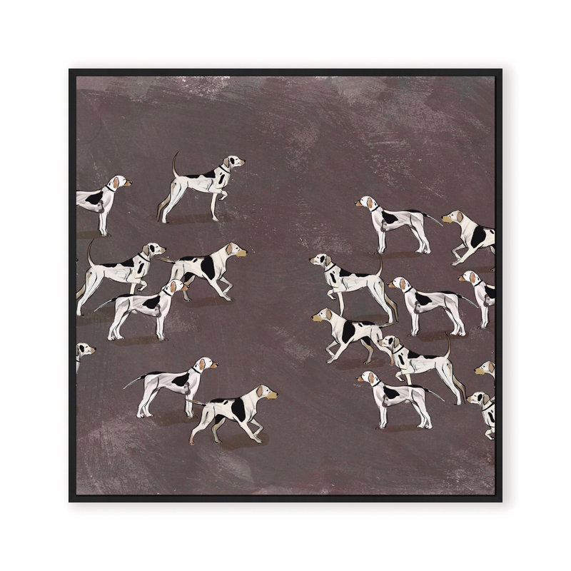 Nature Inspired Modern Ensemble: Sleek Hound Soirée, 36" H x 36" W, Framed Matted Print, Gold