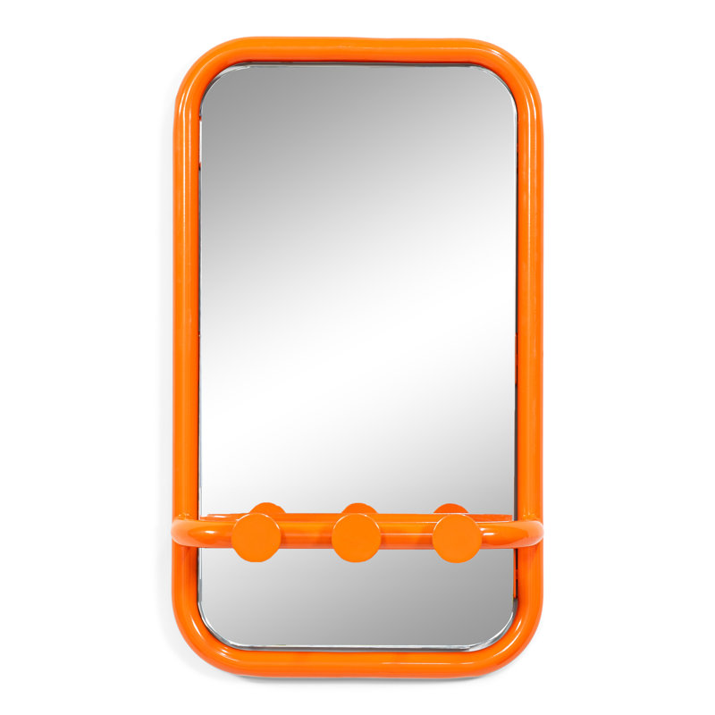 Retro Steel Rectangle Mirror, Orange