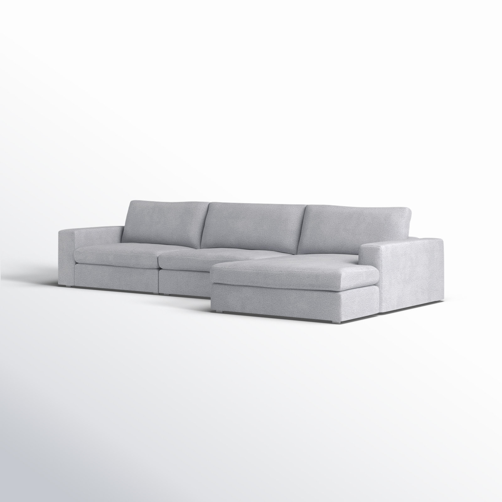 Ojai 3 - Piece Upholstered Sectional, Right Hand Facing, Light Gray Chenille