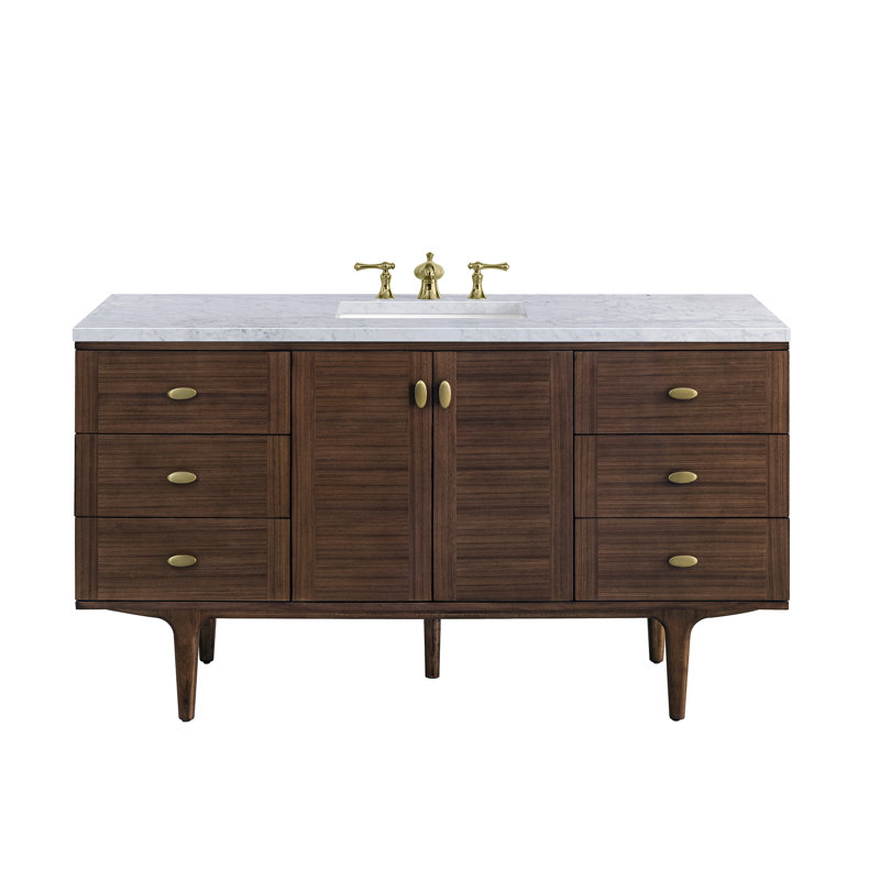 Amberly 60" Single Bathroom Vanity Set, Carrara White, 8" Widespread