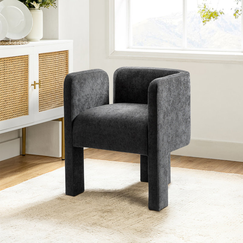 Chaise avec accoudoirs à dossier bas Braien, Gris anthracite