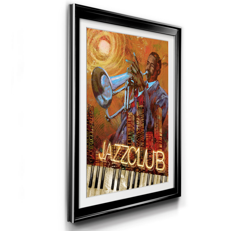 Jazz Club - Reproduction d'art sur papier encadré, Noir, H 26,5 po x l 36,5 po x P 1,5 po