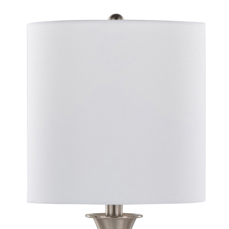 Lampes de table en métal 25 po avec ports USB Verwood, Blanc, Nickel brossé