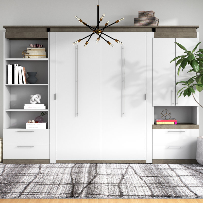 Lit escamotable avec tiroirs Camalla, Blanc