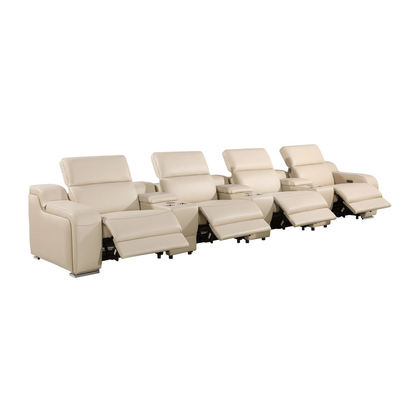 Canapé inclinable USB en cuir italien 169 po 169 po