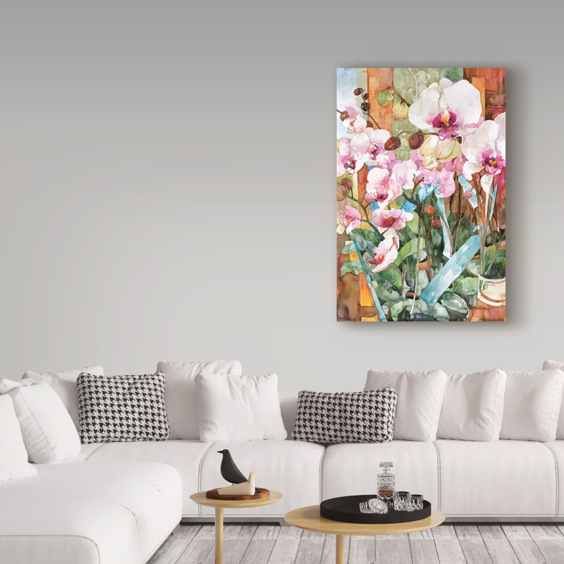 «Orchid Dance» par Mattox, reproduction d'aquarelle sur toile tendue, H 32 po x l 22 po x P 2 po
