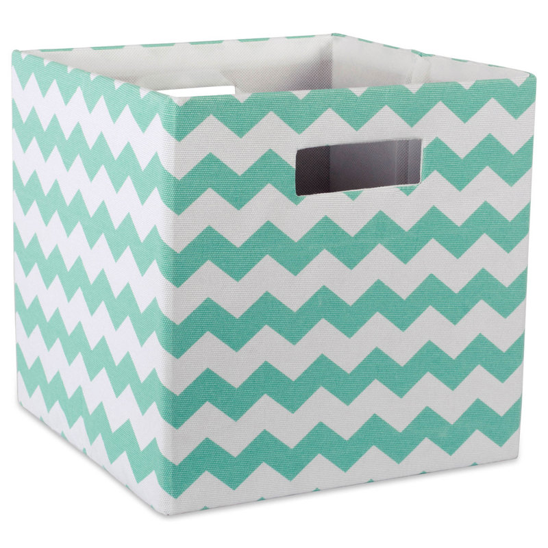 Ebern Designs Cube Fabric Decorative Bin, 13" H x 13" W x 13" D, Aqua