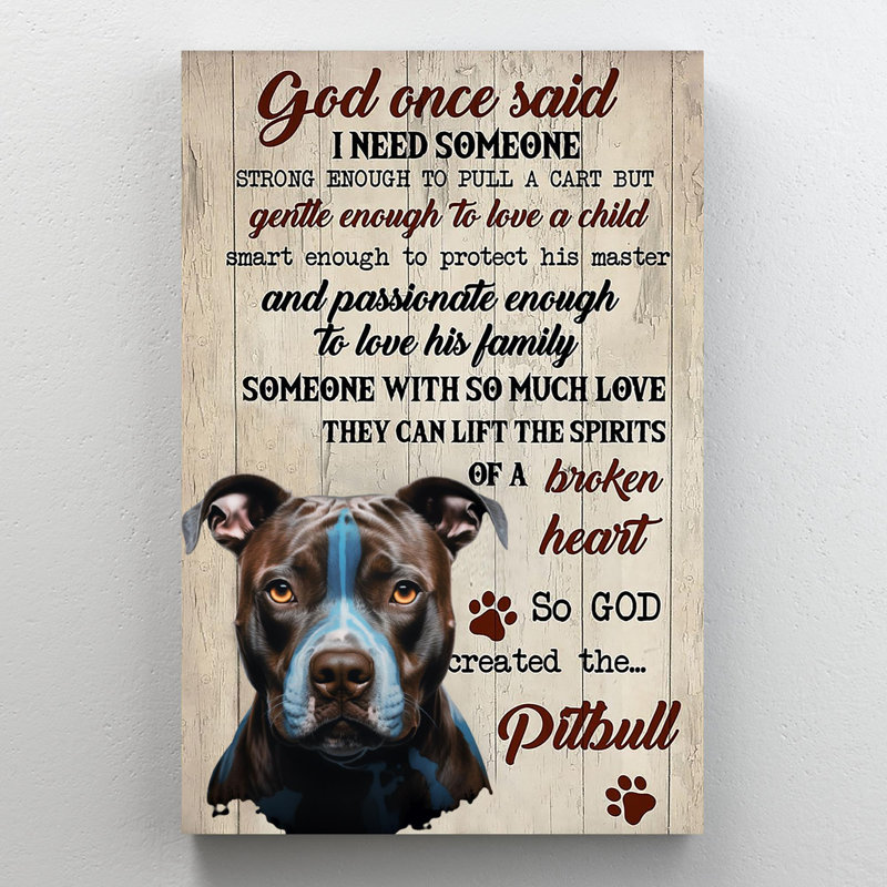 Aminna So God créé le Pitbull, H 36 po x l 24 po x P 1,25 po