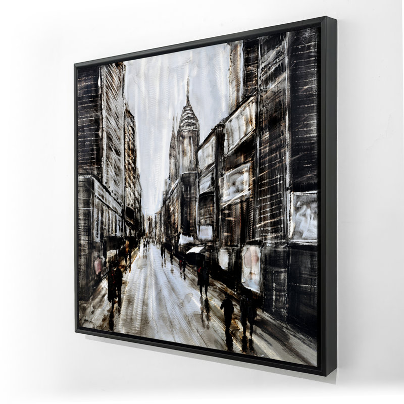 Busy Gray Street - décor de toile encadré «Street Scenery Man»