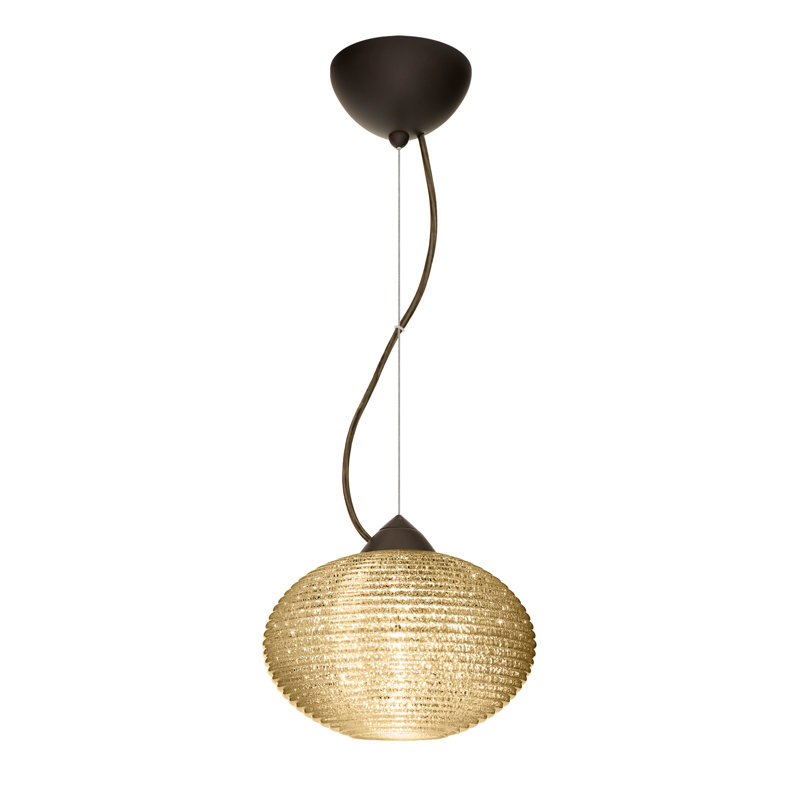 Maryrose 1 - Light Single Pendant, Brushed Bronze, Glitter, 7.5" H x 11.75" W x 11.75" D