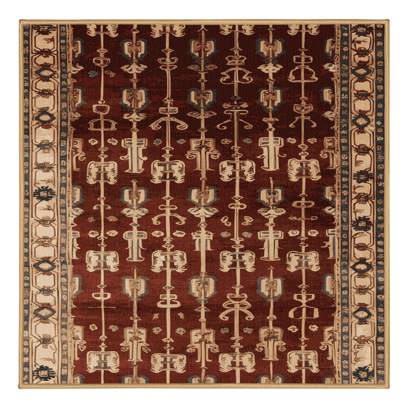 Tapis brun français lavable à la machine, Carré 5 pi
