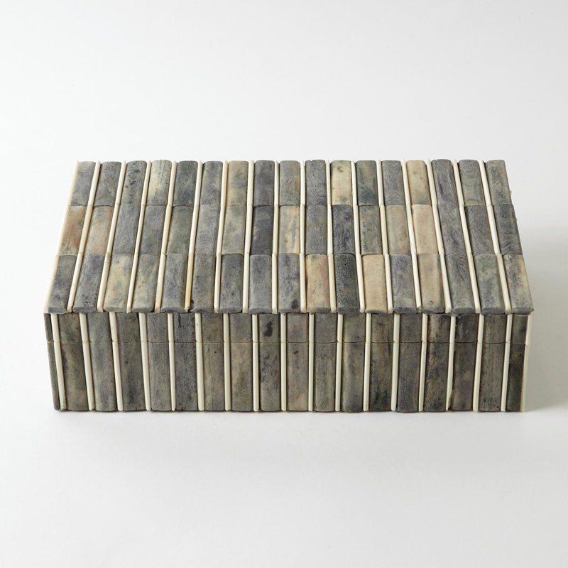 Bone Wooden Decorative Box, 4" H x 9" W x 15" D