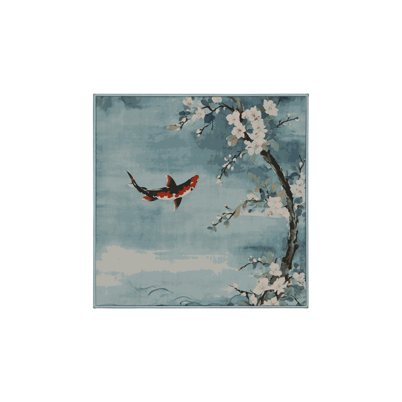 Tapis bleu soyeux et moelleux, Carré 5 pi